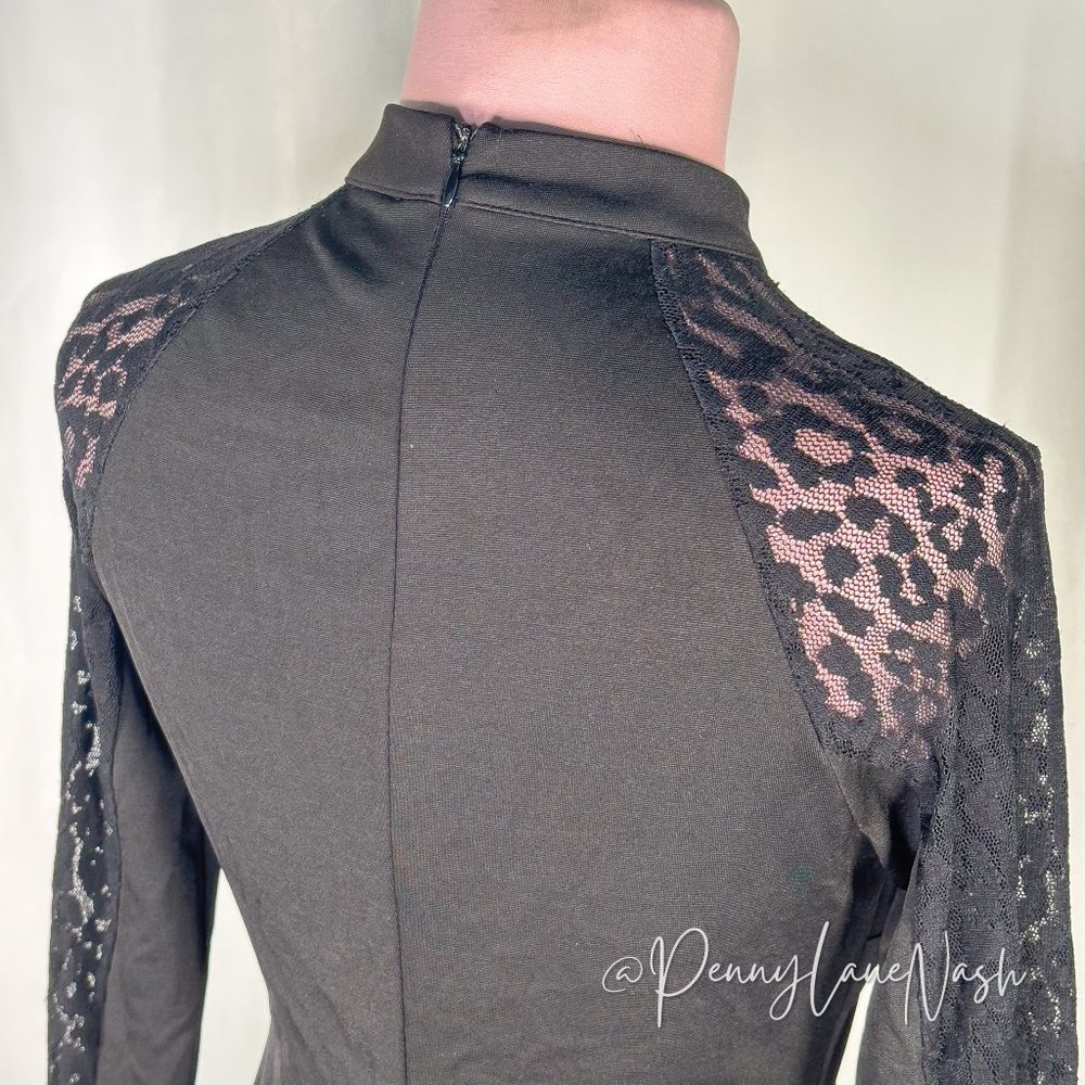 Forever 21 Mock Neck Long Sleeves Bodycon Dress Black - Picture 10 of 10